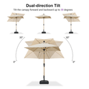 PURPLE LEAF Wood Pattern Tilting Patio Table Umbrella with Base, Outdoor Market Umbrella