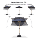 PURPLE LEAF Wood Pattern Tilting Patio Table Umbrella with Base, Outdoor Market Umbrella