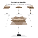 PURPLE LEAF Wood Pattern Tilting Patio Table Umbrella with Base, Outdoor Market Umbrella