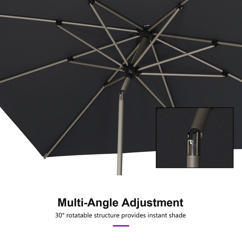 PURPLE LEAF Deluxe Aluminum Market Umbrella, Outdoor Table Umbrella for Patio, Porch