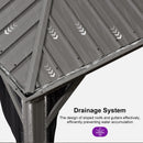 PURPLE LEAF Patio Gazebo for Pool Light Grey Hardtop Galvanized Steel Roof with String Lights-milky