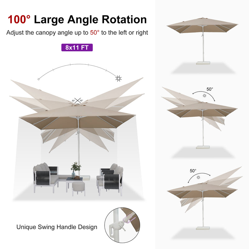 PURPLE LEAF Best White Patio Rotating Umbrella Swivel Outdoor Umbrellas