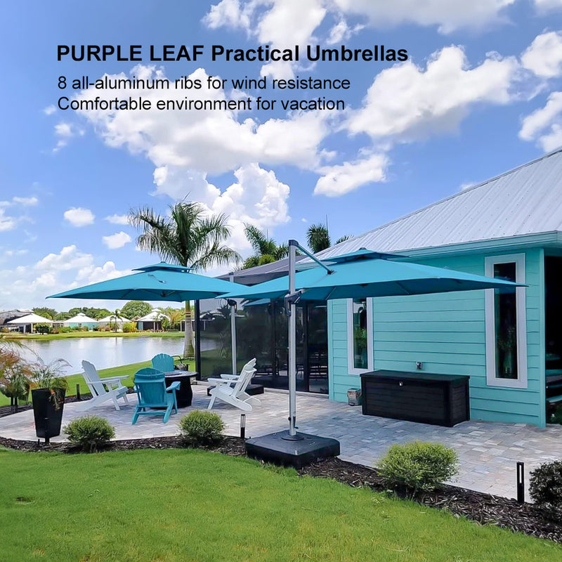 PURPLE LEAF Large Square Patio Cantilever Umbrella for Garden Pool Porch