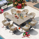 PURPLE LEAF 7/9/11 Pieces Outdoor Dining Set with Aluminium Table and Rattan Chairs, Champagne