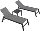 PURPLE LEAF Patio Chaise Lounge Textilene Pool with Wheels Sunbathing Chair for Outdoor, Beach, Yard, Side Table Included