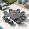 PURPLE LEAF 7/9/11 Pieces Outdoor Dining Set with Aluminium Table and Rattan Chairs, Grey