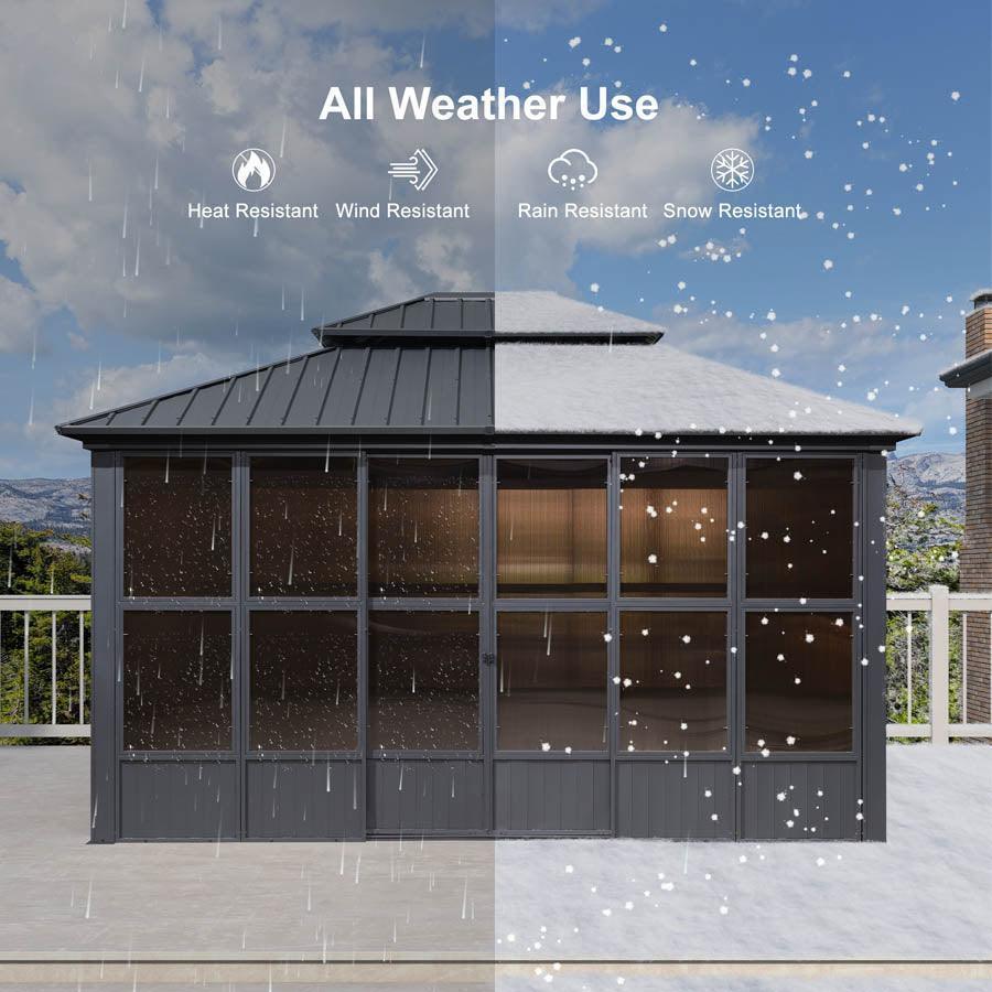 PURPLE LEAF Sunroom Hardtop Gazebo Solarium - Thumbnail 3