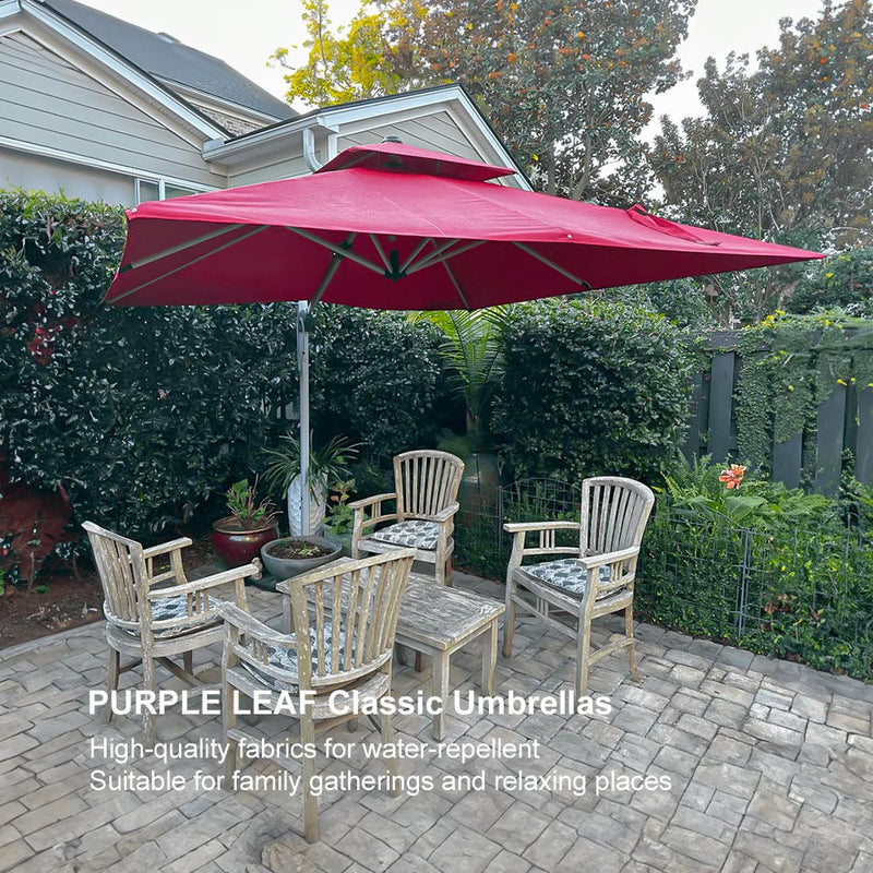 PURPLE LEAF Large Square Patio Cantilever Umbrella for Garden, Pool, Porch