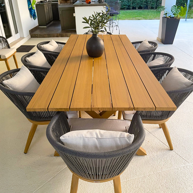 PURPLE LEAF Teak Patio Dining Set with Cushions and Pillow All-Weather Wicker Patio Table Set for Garden, Deck, and Yard