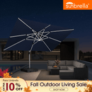 PURPLE LEAF SUNBRELLA Solar Cantilever Umbrella with Lights, Large Umbrellas For Outdoor Patio