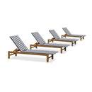 PURPLE LEAF Outdoor Teak Chaise Lounge Chair, Wood Grain Aluminum Outdoor Pool Lounge Chairs with Adjustable Backrest, Breathable Recliner for Patio, Poolside, Garden