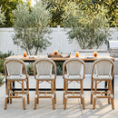 PURPLE LEAF Patio French Counter Stool Set of 2 Outdoor Backrest Barstools Aluminum Frame Woven Rattan for Indoor Kitchen Garden Balcony Restaurant