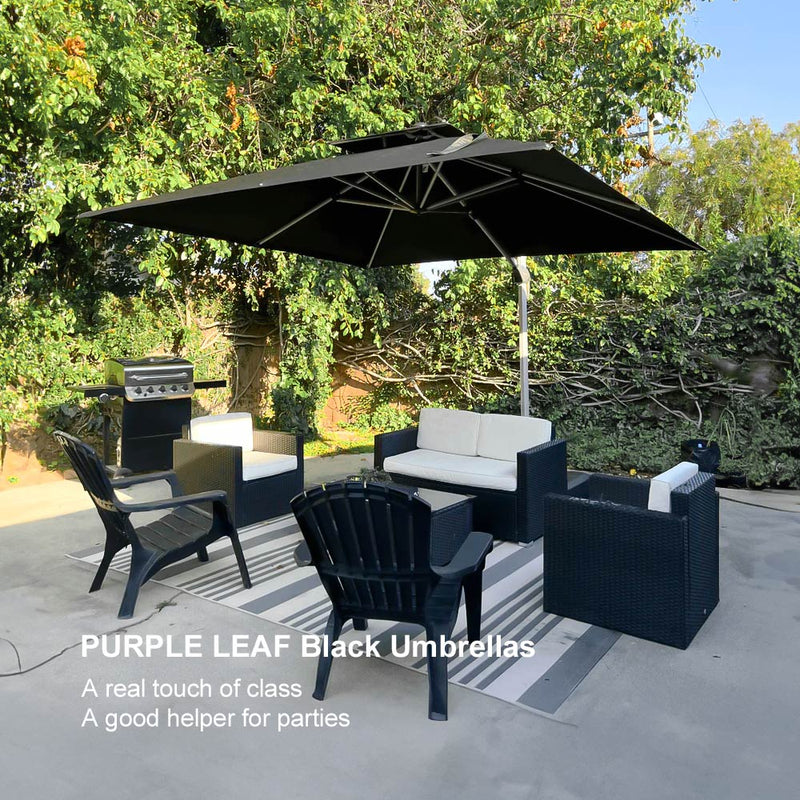 PURPLE LEAF Large Square Patio Cantilever Umbrella for Garden, Pool, Porch