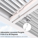 PURPLE LEAF Athena Louvered Pergola White Outdoor Aluminum Pergola with Roller Blind Adjustable Gazebo for Patio Deck Garden