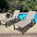 PURPLE LEAF Outdoor Chaise Lounge Patio Pool Lounger Aluminum Chairs with Side Table Adjustable Tanning Recliner for Outside Yard Deck Lawn Garden Beach
