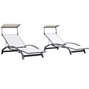 PURPLE LEAF Patio Lounge Chair with Canopy Shade Outdoor Chaise Lounge Chair Set of 2 for Lawn Poolside Backyard Sunbathing Tanning Chairs with Arm