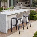 PURPLE LEAF Bar Stool Set of 2 Rattan Bar Stools Counter Stools with Back Metal Bar Height Stool Outdoor Bar Chair for Garden Kitchen