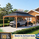 PURPLE LEAF Outdoor Aluminum Carport Heavy-Duty with Wood Grain Aluminum Frame