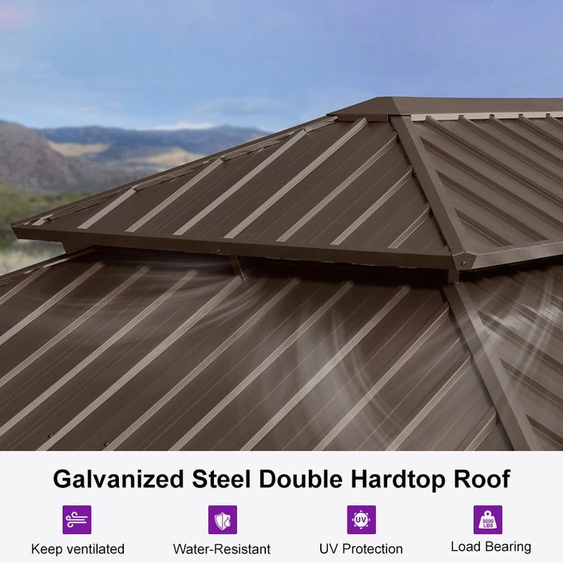 PURPLE LEAF 12' x 16' Patio Gazebo for Backyard Hardtop Galvanized Steel Roof Awning