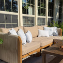 PURPLE LEAF Byron Open-End Modular Outdoor Sectional with Wide-Band Woven Design and Wood-Grain Aluminum Frame for Backyard Family Time