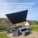 PURPLE LEAF Affordable Patio Umbrella with Lights 10ft Swivel Tiliting Outdoor Umbrella