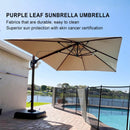 PURPLE LEAF SUNBRELLA Fabric Large Cantilever Umbrella Double Top Deluxe Rectangle Patio Umbrella with Wood Pattern