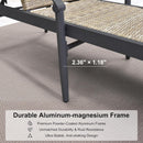 PURPLE LEAF Outdoor Chaise Lounge Chair Set of 2 Patio Pool Lounger Aluminum Chairs with Wooden Armrest Sunbathing Tanning Recliner for Outside Backyard White