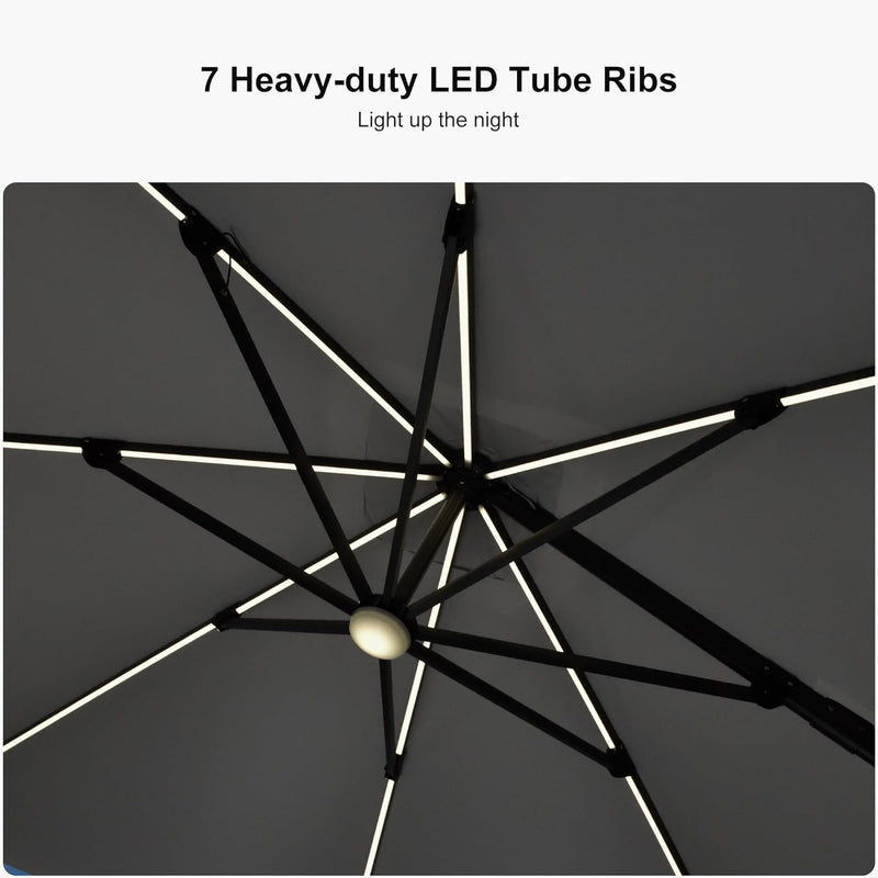 PURPLE LEAF LED Economical 10ft Patio Umbrellas Outdoor Umbrella with Lights