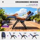 PURPLE LEAF Outdoor Reclining Chair Patio Zero Gravity Chaise Lounge Folding Chair with Removable Cushion Adjustable Headrest for Lawn Camping Beach Pool