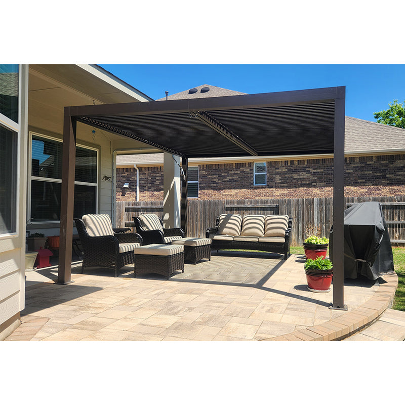PURPLE LEAF Louvered Pergola Outdoor Aluminum Pergola with Adjustable Roof for Deck Backyard Garden Hardtop Gazebo