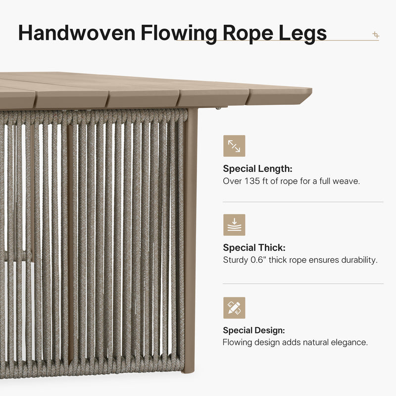 PURPLE LEAF Outdoor Dining Set for Family, Aluminum Outdoor Patio Table and Chairs Set with Olefin Cushions, Patio Furniture Set for Garden or Deck, Beige