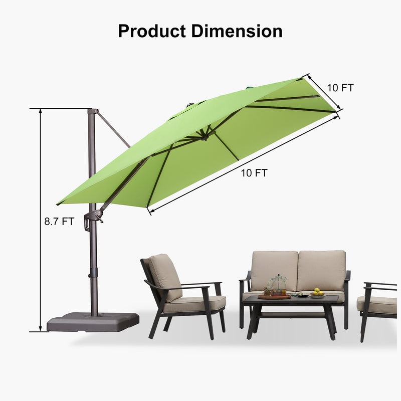 PURPLE LEAF Patio Cantilever Umbrella with Aluminum Offset Hanging for Pool Garden Deck
