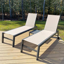 PURPLE LEAF Patio Chaise Lounge Textilene Pool with Wheels Sunbathing Chair for Outdoor, Beach, Yard, Side Table Included