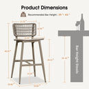 PURPLE LEAF Patio Counter Height Bar Stools Set of 2 Metal Bar Chairs with Back Wicker Woven Stools for Kitchen Island Pool Garden Outdoor Barstools