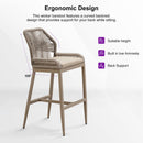 Clearance - PURPLE LEAF Patio Sunbrella Bar Stools Rattan Bar Aluminum Bar Stool Outdoor Barstools with Back and Cushion for Garden Kitchen Island
