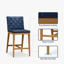 PURPLE LEAF Outdoor Counter Height Stools Set of 2, PU Leather Patio Bar Set with Aluminum Frame, Bar Chairs for Poolside, Garden, Kitchen Island