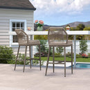 Clearance - PURPLE LEAF Patio Sunbrella Bar Stools Rattan Bar Aluminum Bar Stool Outdoor Barstools with Back and Cushion for Garden Kitchen Island