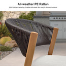 PURPLE LEAF Round Patio Dining Set with Aluminum Frame and Wicker Rattan Dining Chair with Comfortable Cushions for Deck Porch Kitchen Outdoor