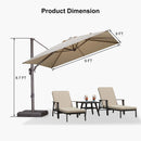 PURPLE LEAF Patio Cantilever Umbrella with Aluminum Offset Hanging for Pool Garden Deck