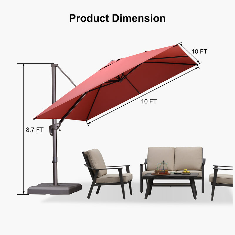 PURPLE LEAF Patio Cantilever Umbrella with Aluminum Offset Hanging for Pool Garden Deck