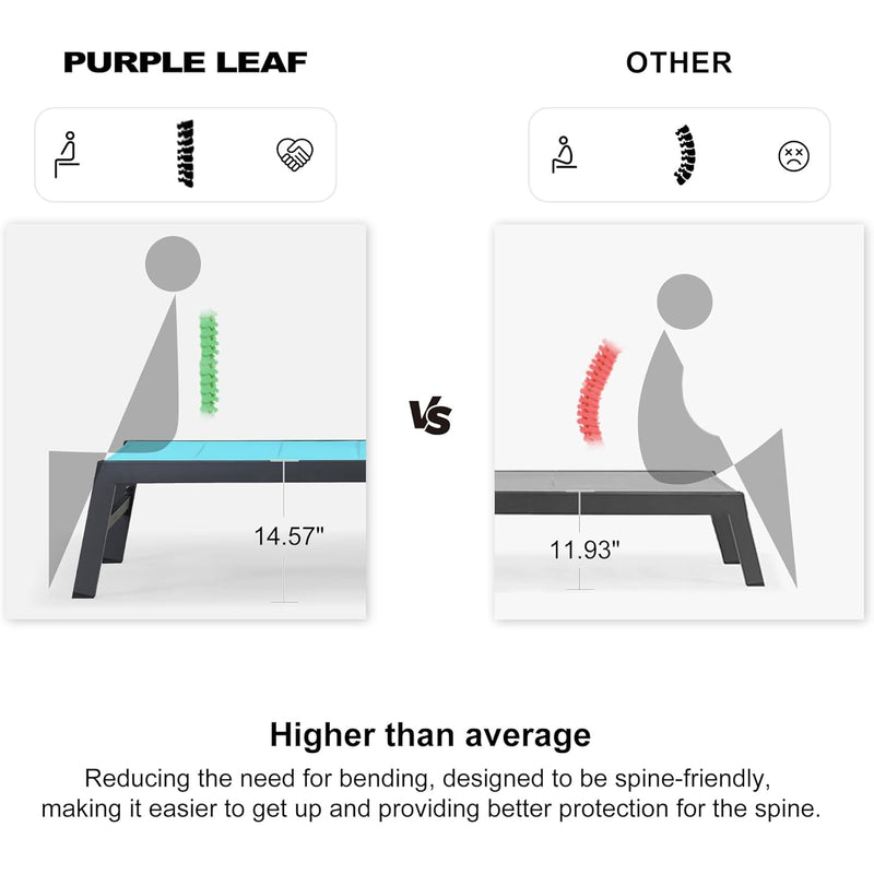 PURPLE LEAF Outdoor Aluminum Chaise Lounge Set of 3 with Wheels and Side Table for Outdoor Backyard Poolside