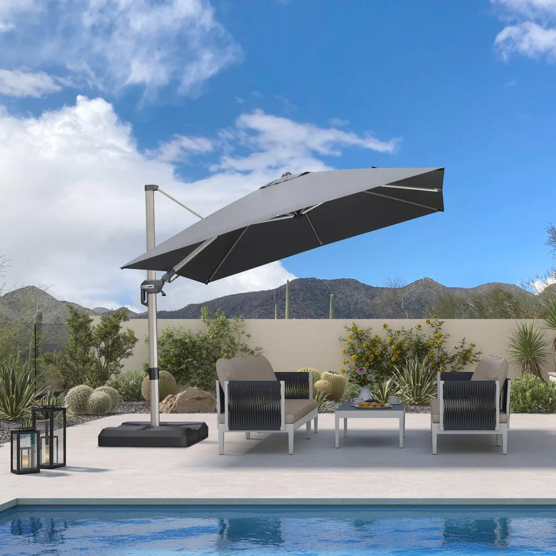 PURPLE LEAF Deluxe Left-Right Tilting Patio Umbrella Outdoor Swivel Cantilever Umbrellas