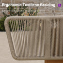 PURPLE LEAF Breck L-Shaped Modular Outdoor Sectional with Wood-Grain Aluminum Frame and Thick Teak-Colored Cushions for Luxury Backyard Lounge