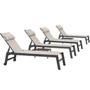 PURPLE LEAF Outdoor Lounge Chair Patio Chaise Pool Lounger Aluminum Frame with Side Table and Wheels for Outside Sunbathing Tanning Recliner Including Pillows