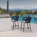 Clearance - PURPLE LEAF Outdoor Bar Stool Set of 2 Modern Rattan Bar Chairs with Woven Rope Back Wicker Patio Barstools for Indoor Kitchen Garden