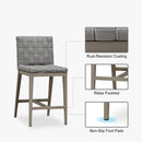 PURPLE LEAF Outdoor Counter Height Stools Set of 2, PU Leather Patio Bar Set with Aluminum Frame, Bar Chairs for Poolside, Garden, Kitchen Island