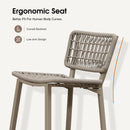 PURPLE LEAF Patio Counter Height Bar Stools Set of 2 Metal Bar Chairs with Back Wicker Woven Stools for Kitchen Island Pool Garden Outdoor Barstools