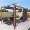 PURPLE LEAF Outdoor Retractable Pergola with Sun Shade Canopy In Natural Wood Grain Frame With Curtains