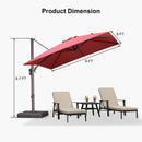 PURPLE LEAF Patio Cantilever Umbrella with Aluminum Offset Hanging for Pool Garden Deck
