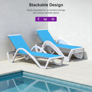 PURPLE LEAF Patio Chaise Lounge Chair Outdoor Plastic Textilene Sun Bathing Recliner Tanning Pool Lounger with 6 Adjustable Position for Outside Beach in-Pool Lawn Poolside
